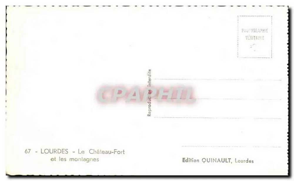 Lourdes — Le Château-Fort et les montagnes — Édition QUINAULT, Lourdes - Rückseite