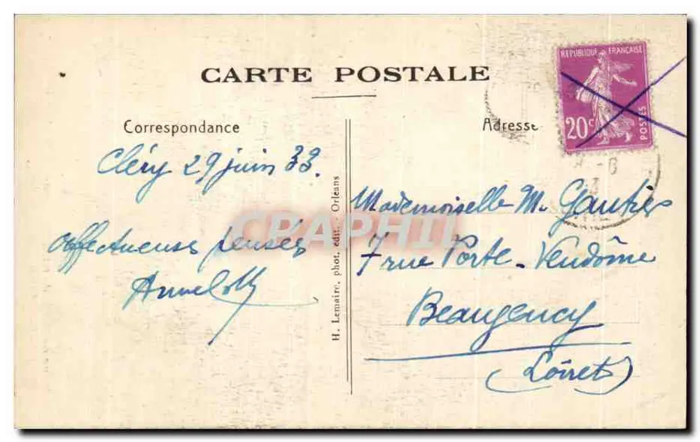 Basílica de N.-D. de CLÉRY — Estátua de São Sebastião (século XVI) — H. Lemaire, fot. Orléans - Verso