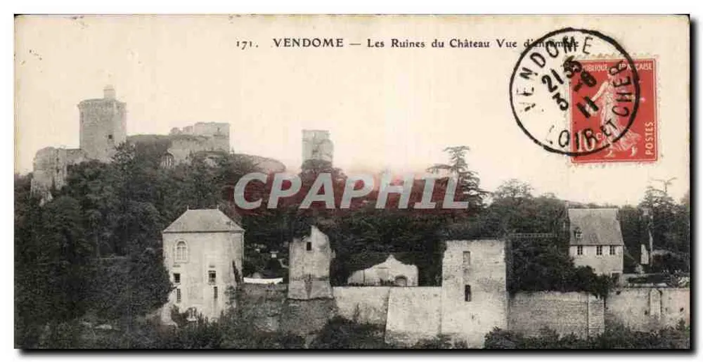 Vendôme — Les Ruines du Château Vue d'ensemble — Éditeur inconnu, n° 171 - Frente
