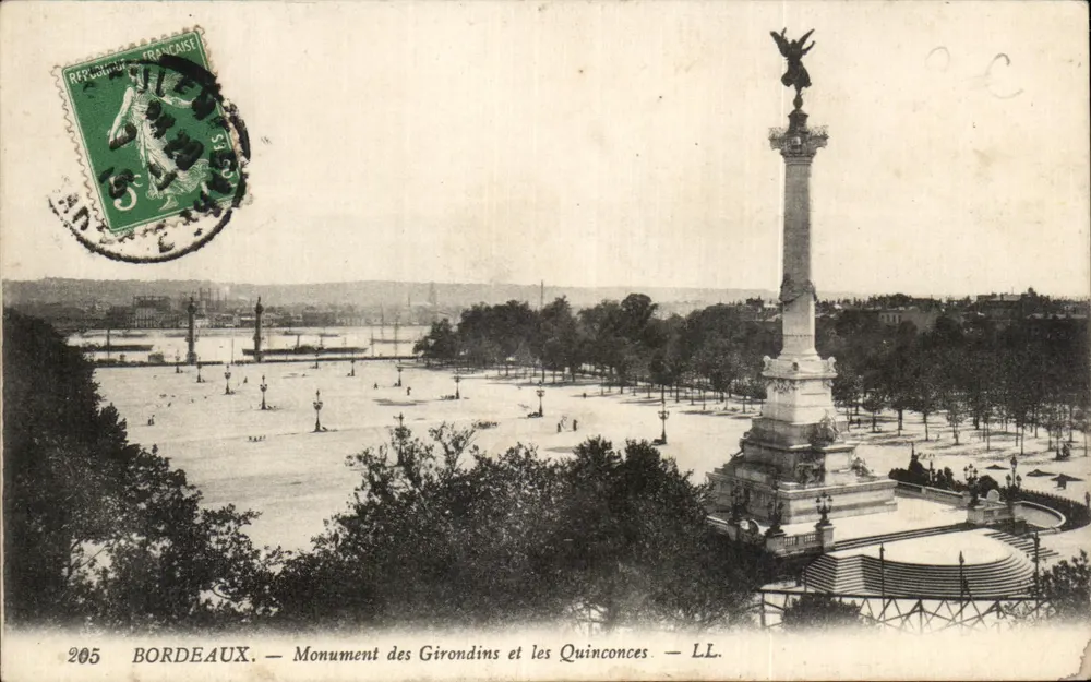 Bordeaux. — Denkmal der Girondinen und die Quinconces. — LL. — Nr. 205 - Vorderseite