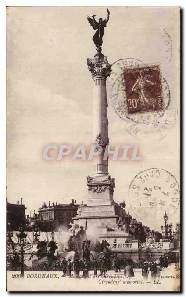 Bordeaux — Denkmal der Girondinen — Selecta, Nr. 209 - Vorderseite