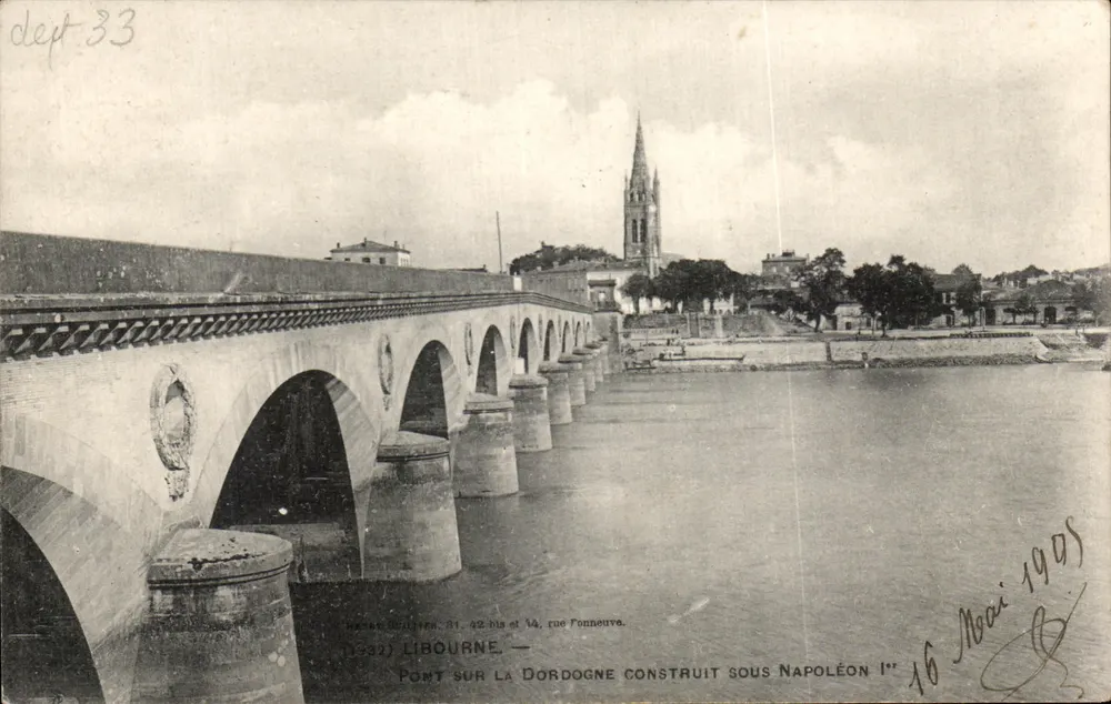 Libourne — Brücke über die Dordogne gebaut unter Napoleon I. — Verlag H. Baudry, 42 bis und 42, rue Fonneuve - Vorderseite