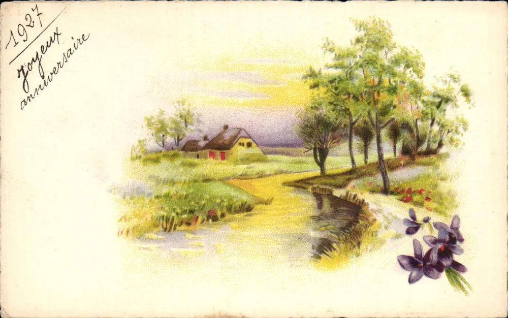Landschaft mit Haus und Blumen — 1927 — Verleger BOUNDON, Nr. 260 - Vorderseite