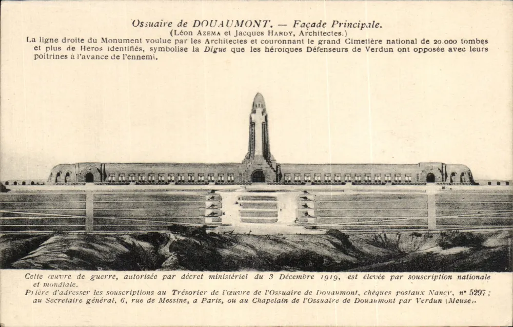 Ossuário de DOUAUMONT — Facha Principal — Léon AZEMA e Jacques HARDY, Arquitetos, n° 5297 - Frente