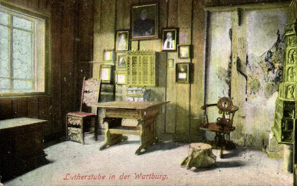 Lutherstube in der Wartburg — innere Ansicht von Luthers Zimmer — Verlag LOTA CIRKON - Vorderseite