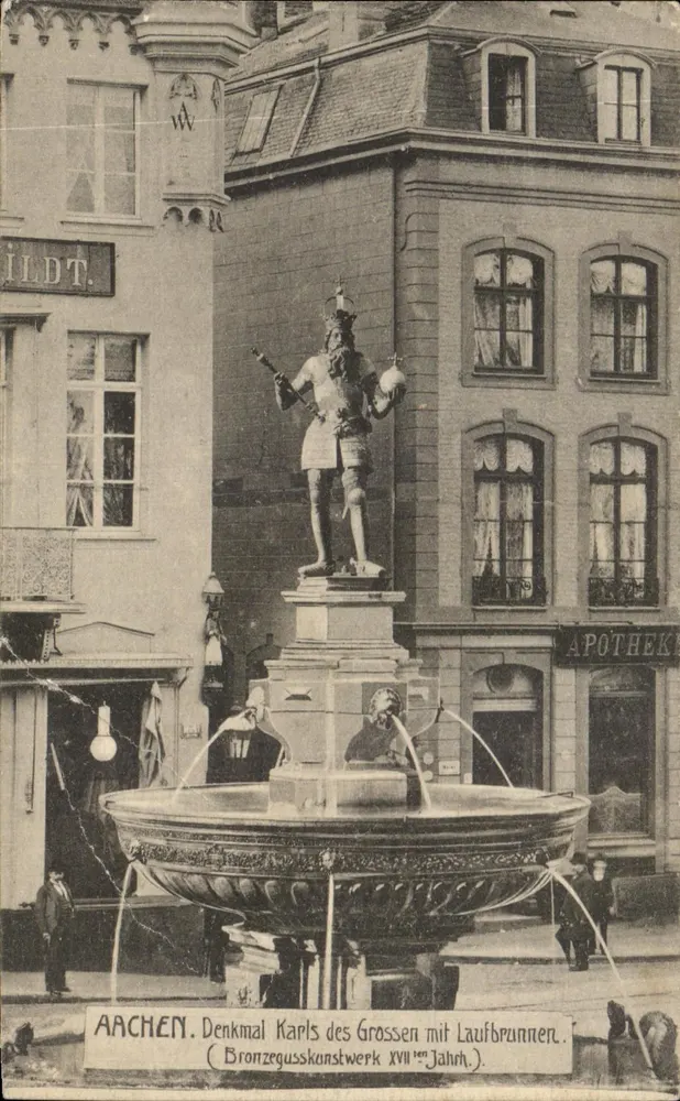 Aachen — Monument de Charlemagne avec fontaine à jets — éditeur W. Ildt. - Vorderseite