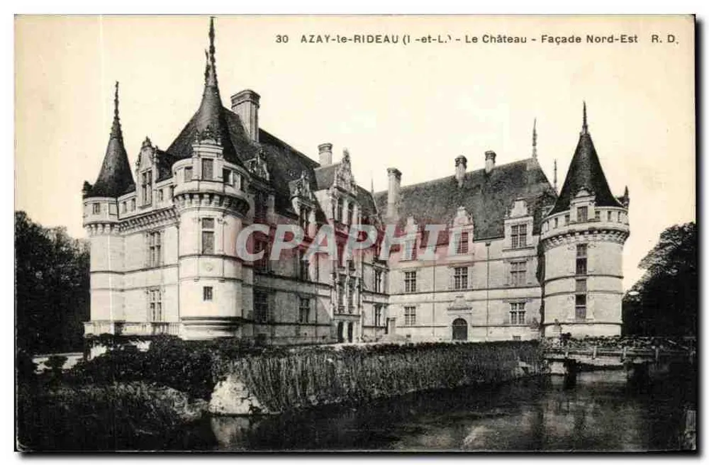 Azay-le-Rideau (Indre-et-Loire) — Das Schloss — Nordosten-Fassade — R. D. - Vorderseite