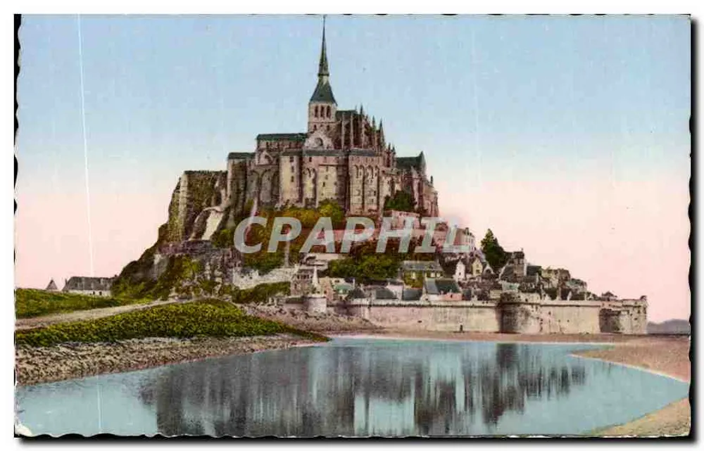 Mont-Saint-Michel — Ansicht vom Osten der Digue — C.A.P. des Arts Photomécanique, Tréguier - Vorderseite