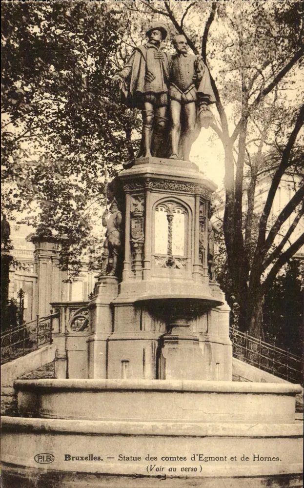 Brüssel — Statue der Grafen Egmont und Hornes — P.I.B. - Vorderseite