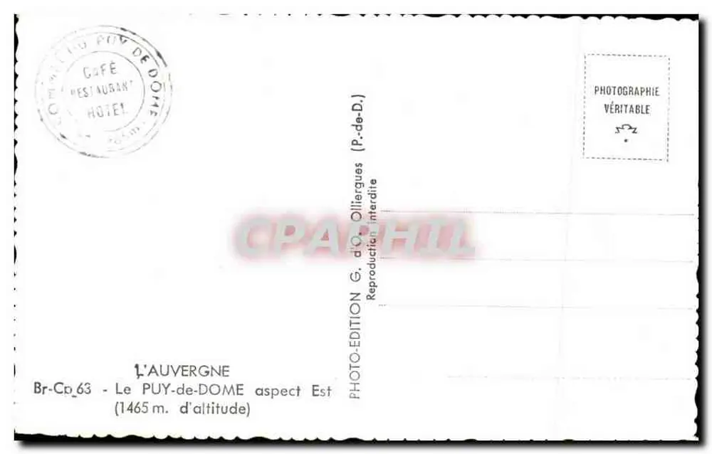 Le Puy-de-Dôme — östlicher Ausblick — edition G.d'O - Rückseite