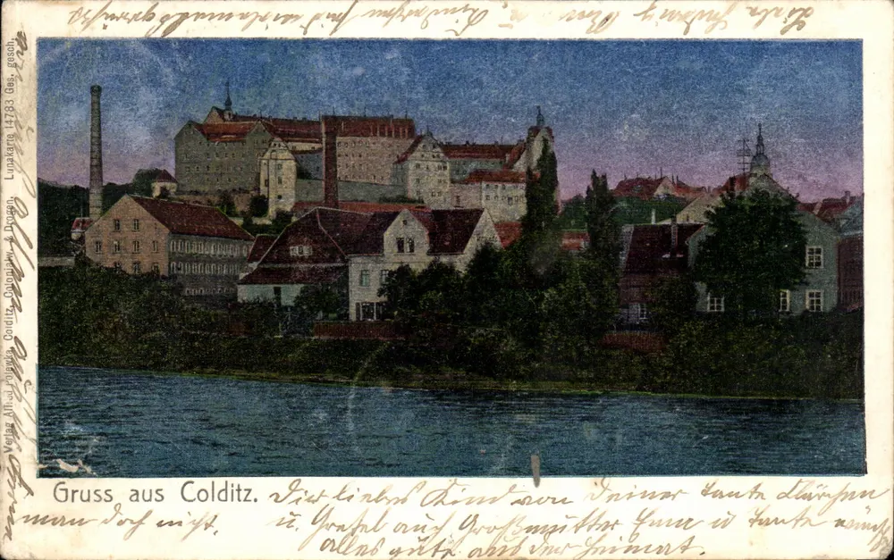 Vue de Colditz — Château et ville sur la rivière — éditeur Lunatara, 4783 - Frente