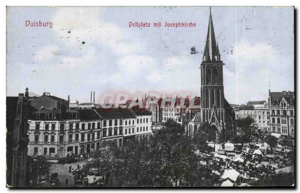 Duisburg - Dellplatz met Josephskirche — uitgever niet geïdentificeerd, serie-nummer niet zichtbaar - Voorkant