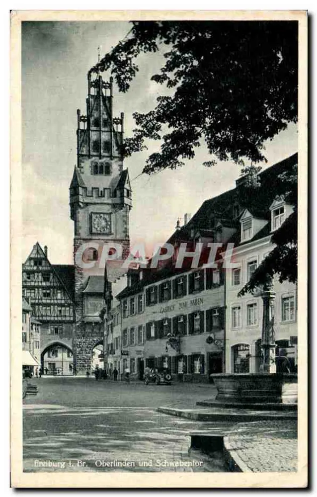 Ansicht von Oberlinden und Schwebenfor Turm in Freiburg im Breisgau — Kunstverlag Erblando, Freiburg im Breisgau - Vorderseite