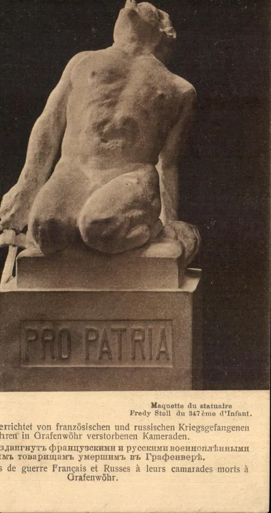 Maquette statuji Fredy Stolla z 347. pułku piechoty — Gravenwöhr — wydawca Dr. Thannhauser & Co - Awers