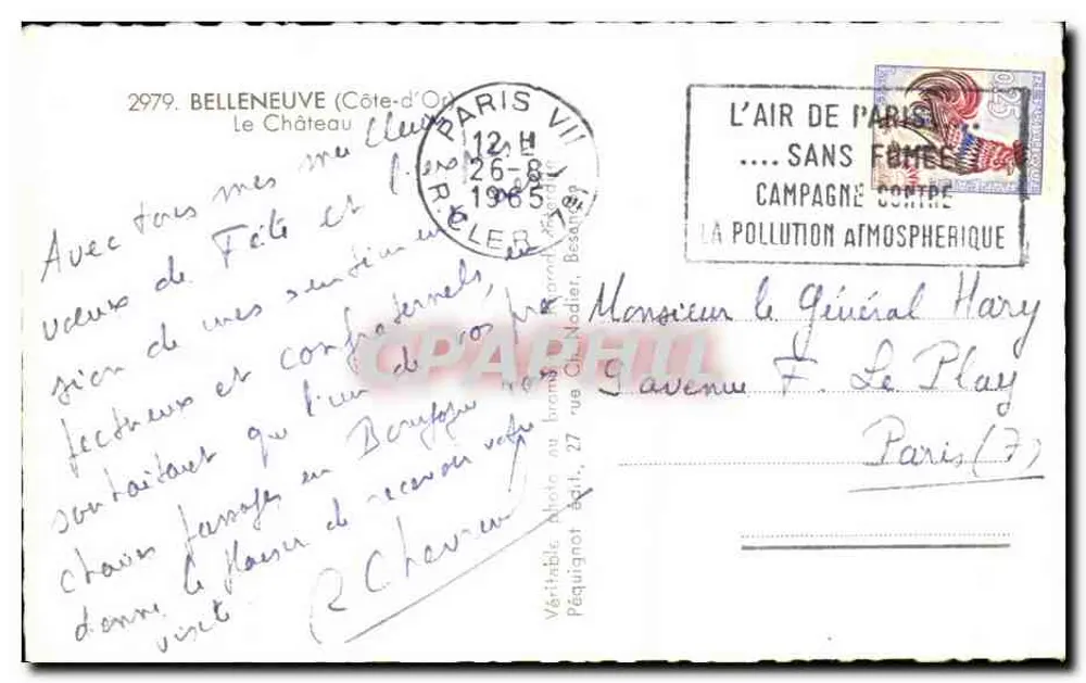 O Castelo de Belleneuve — Côte-d'Or — editor: 2979. BELLENEUVE - Verso