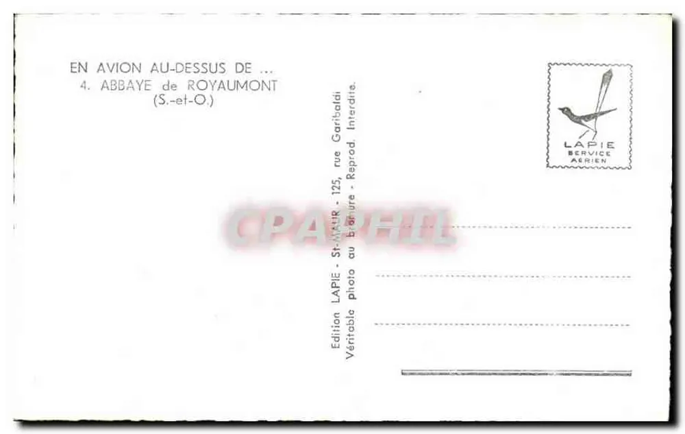 Abtei Royaumont — Luftbild — Édition LAPIE - Rückseite