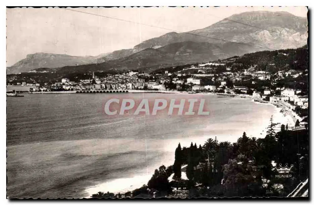 Menton — Vista geral tirada de Garavan — Edições de Arte Munier - Frente