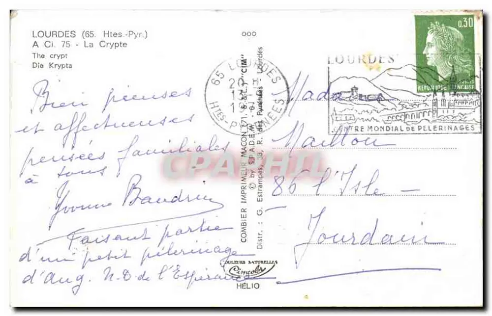 A cripta de Lourdes — Cripta — Impressor CIM - Verso