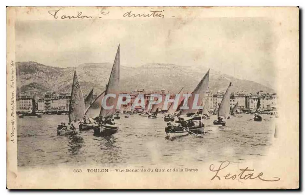 Toulon — Allgemeiner Blick auf den Kai und den Hafen — A. Boucquill, Fotoverlag, Toulon-sur-Mer, Nr. 663 - Vorderseite