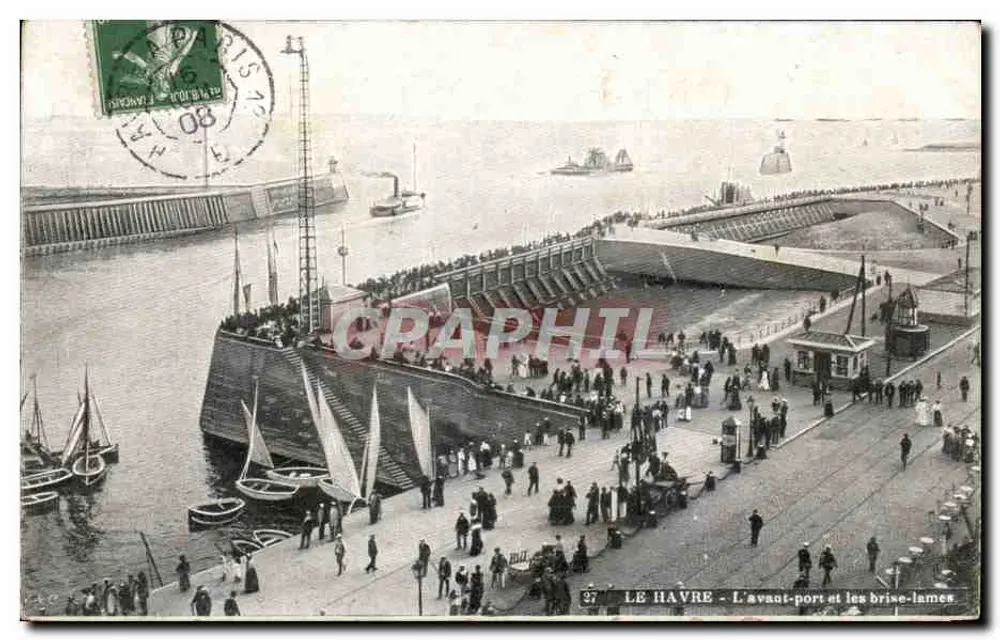 Le Havre — Der Hafenbrecher und die Wellenbrecher — Verleger A. L. & Cie, Nr. 27 - Vorderseite