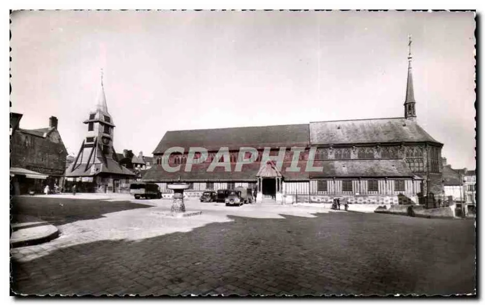 Honfleur (Calvados) — Place Sainte-Satherine, die Kirche und ihren Turm — Cliché B. MULOT - Vorderseite