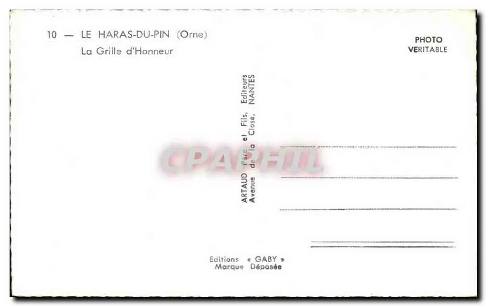 O Haras-du-Pin — A Grade de Honra — Edições Gaby - Verso
