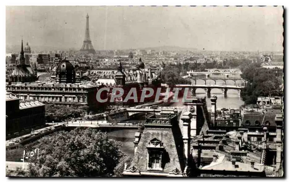 Paris — Panoramablick auf Paris (Perspektive der sieben Brücken) — CRAPHIL - Vorderseite