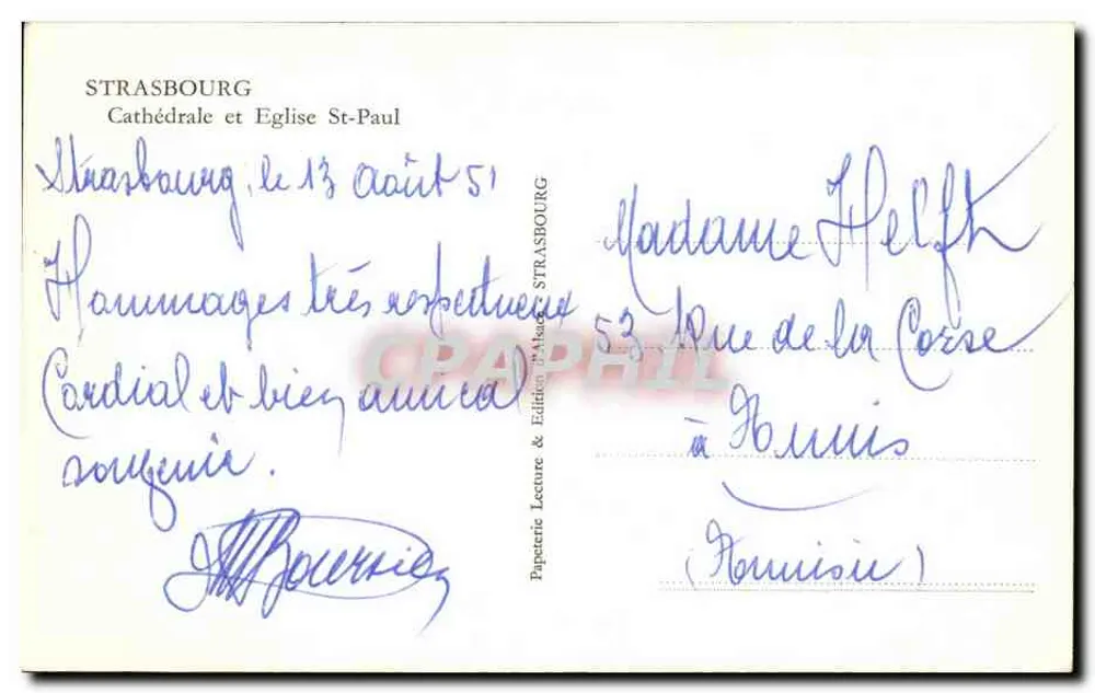 Straßburg — Kathedrale und Kirche St-Paul — Papeterie Lecture & Édition - Rückseite
