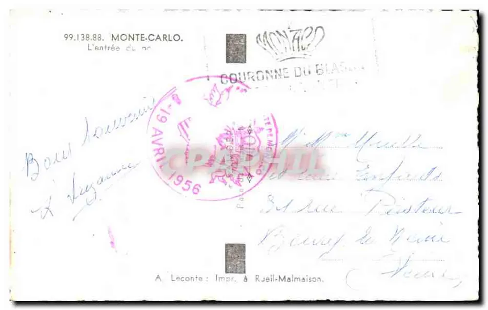 La Cigogne — vista do porto e das montanhas — La Cigogne, impr. a Rueil-Malmaison - Verso