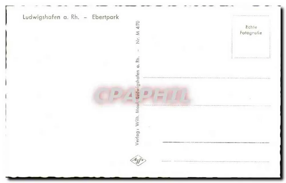 Ludwigshafen a. Rh. — Parque Ebert — Verlag Wilh. Maul, Nr. M 470 - Verso