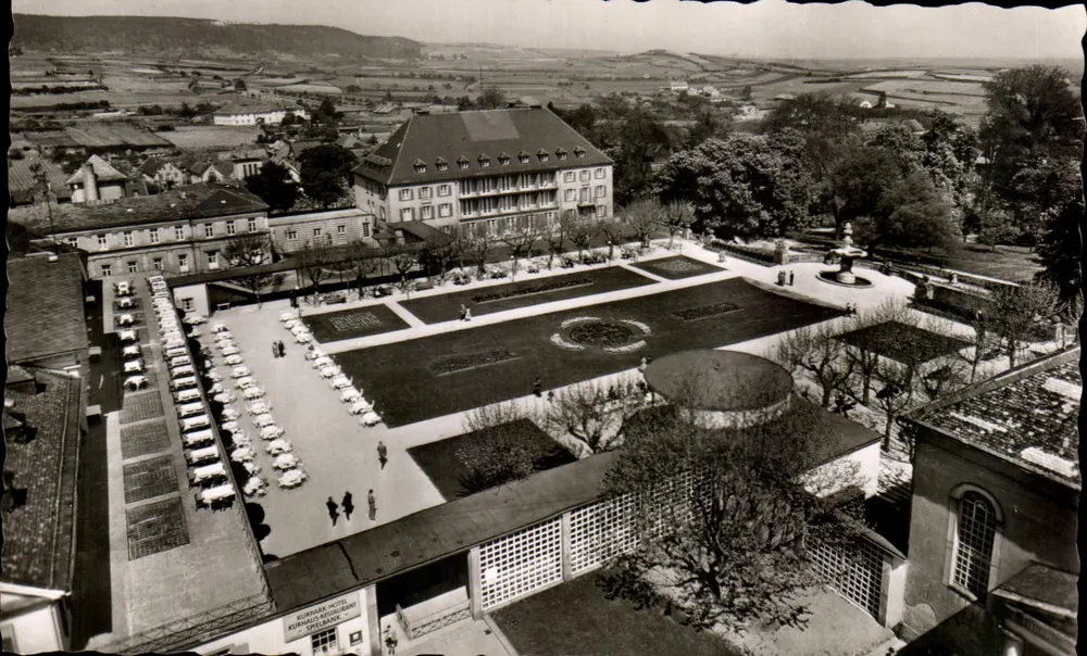 Bad Dürkheim a. d. Weinstraße — Oberer Kurpark mit Kurhaus und Kurparkhotel — Metz Photokarten - Vorderseite