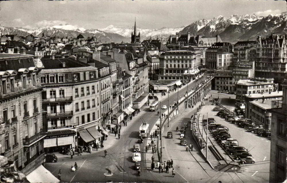 Lausanne — Der Große Brücke und die Alpen — Edition Jaeger - Vorderseite