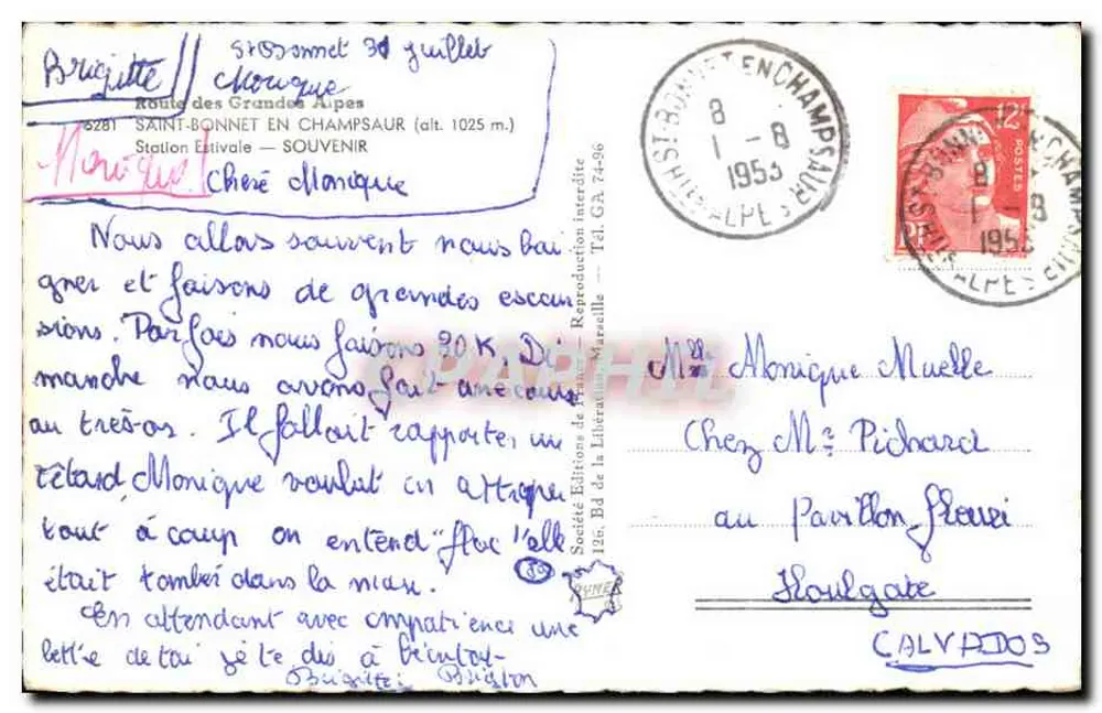 Saint-Bonnet-en-Champsaur — Lembrança de Saint Bonnet — Edições da Literatura, Marselha - Verso