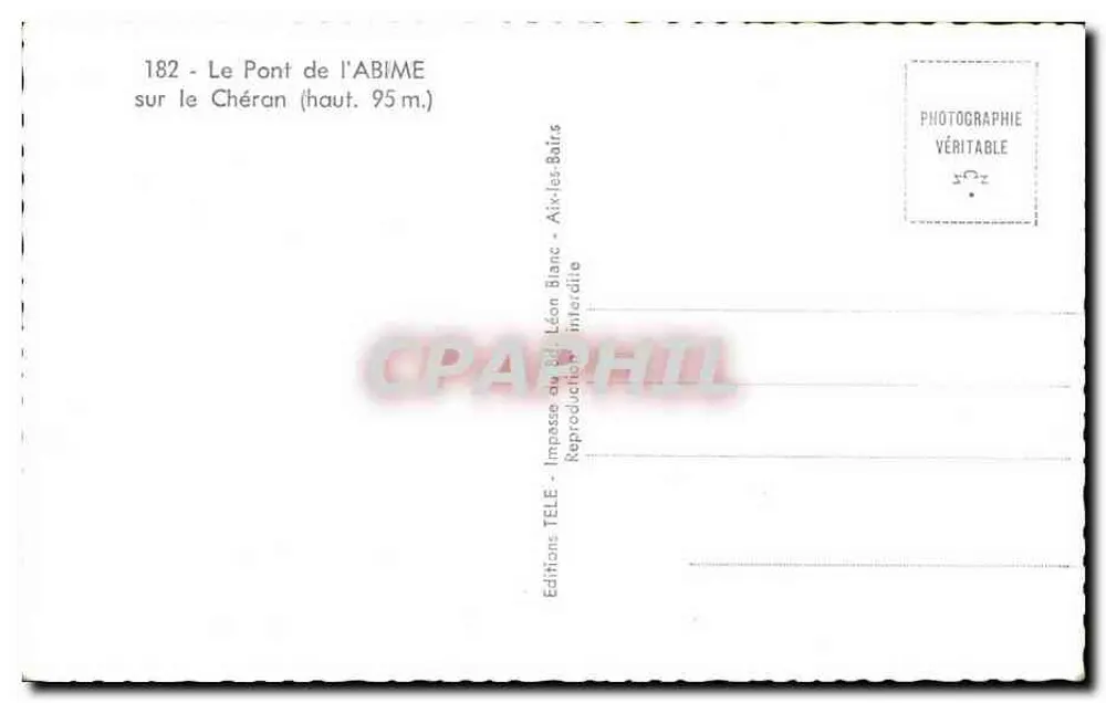 O Ponte do Abismo sobre o Chéran — alt. 95 m — Éditions TELE, Aix-les-Bains - Verso
