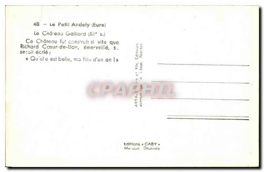Schloss Gaillard — Andely (Eure) — Éditions Caby - Rückseite