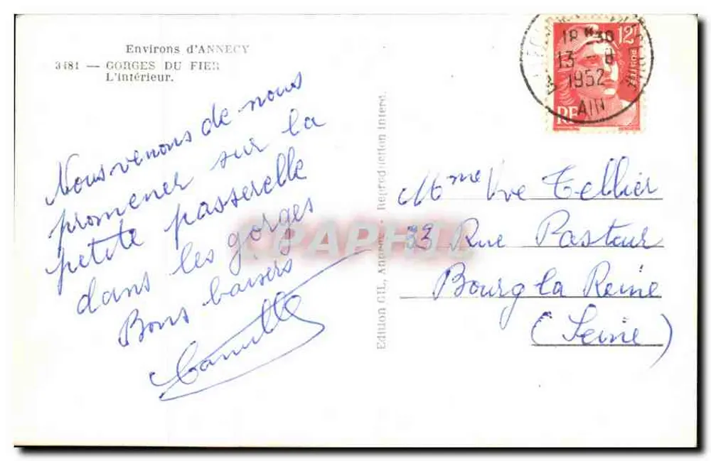 Gorges du Fier — Innenseite — Édition GIL - Rückseite