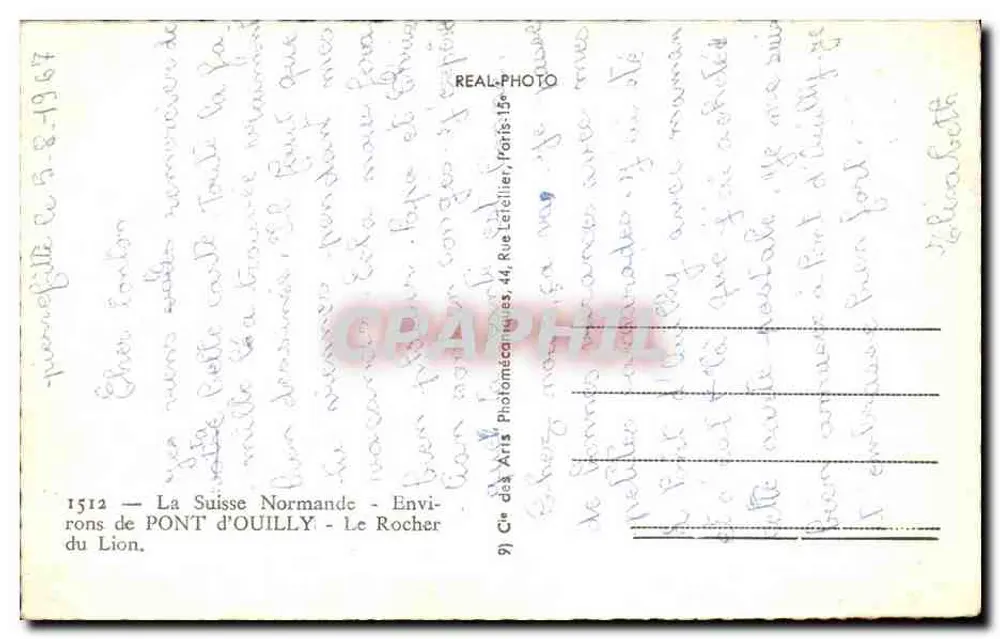 Der Löwenfelsen — Umgebung von Pont d'Ouilly — Cie des Arts Photomécaniques, Paris - Rückseite