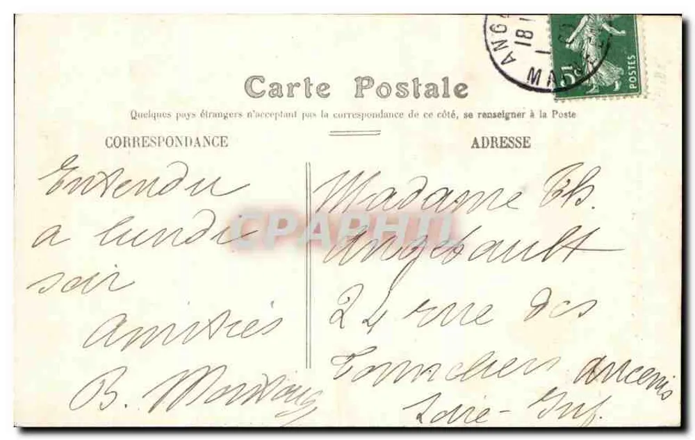 Angers — Universidade Católica — Edição especial 'Aux Dames de France' - Verso