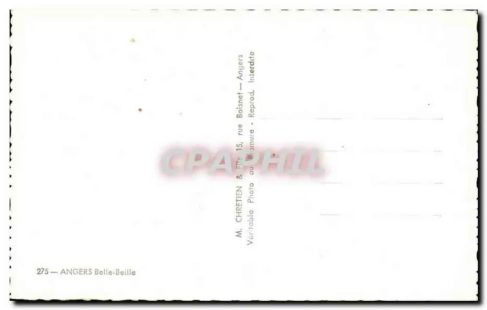 Angers Belle-Beille — bairro residencial — M. CHRETIEN & Fils, Angers - Verso