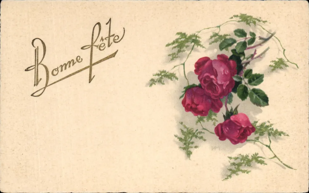 Blütenstrauß aus Rosen — Frohe Geburtstagskarte — Postkarte - Vorderseite