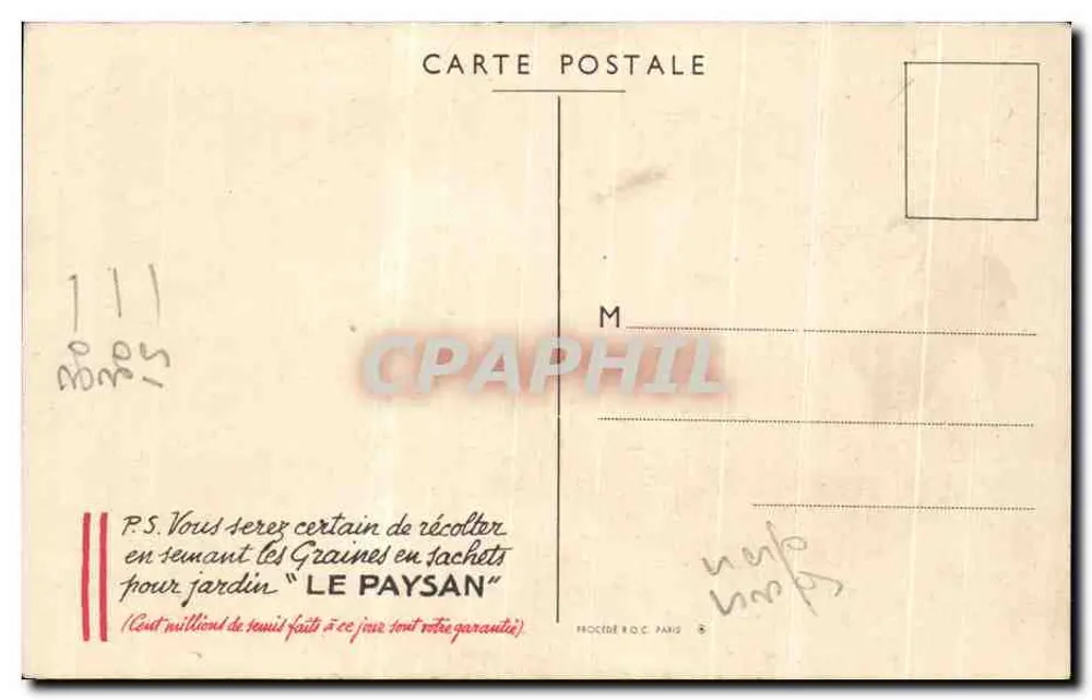 Königin von Paris 1937 — weibliches Portrait umgeben von Blumen — kommerzielle Ausgabe - Rückseite