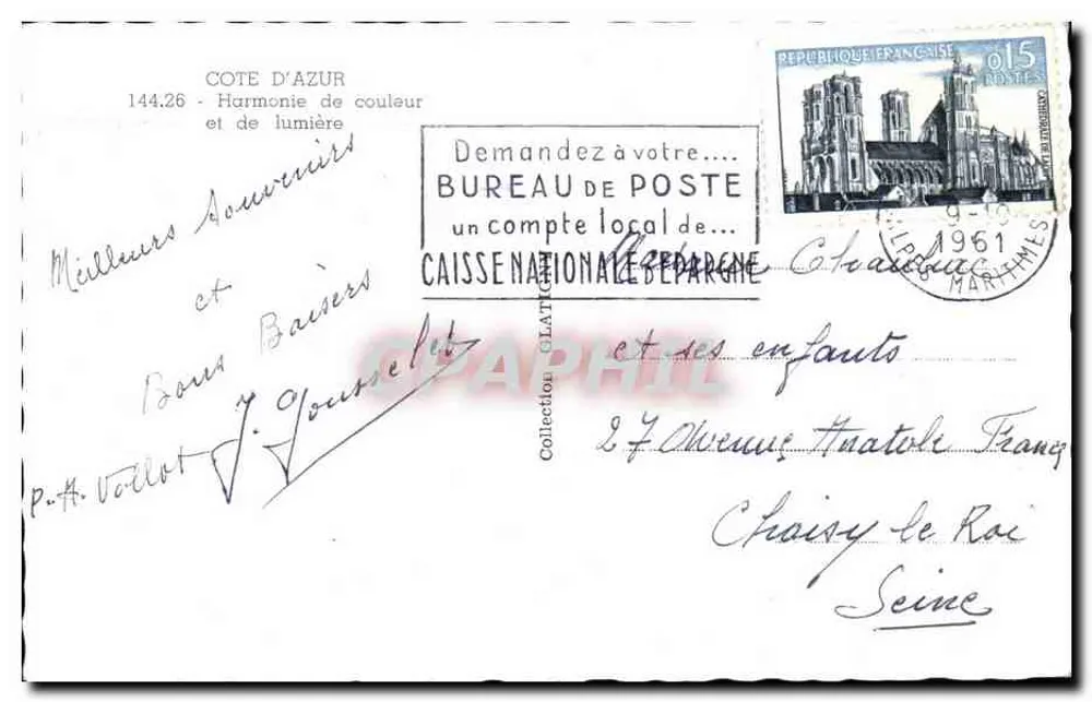 Côte d'Azur — Harmonie von Farbe und Licht — Caisse Nationale d'Epargne - Rückseite