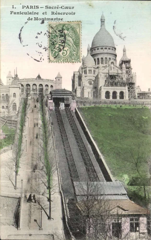 Paris — Sacré-Cœur und Seilbahn von Montmartre — Unbekannter Verlag, Nr. 1 - Vorderseite