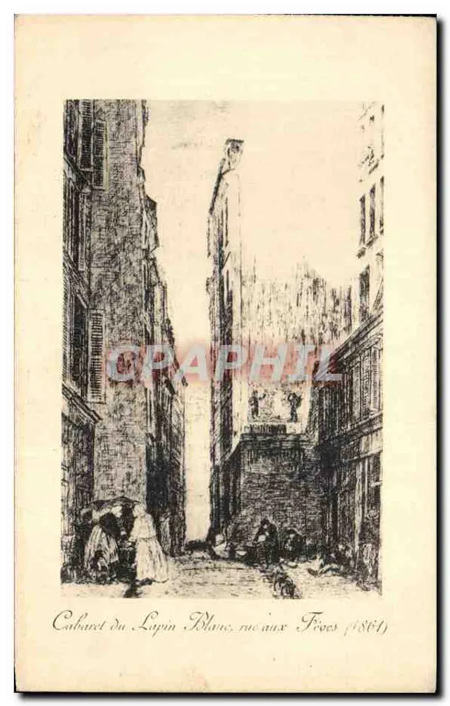Cabaret du Lupin Blanc, rue aux Fées (1861) — Kupferstich — Verleger nicht sichtbar - Vorderseite