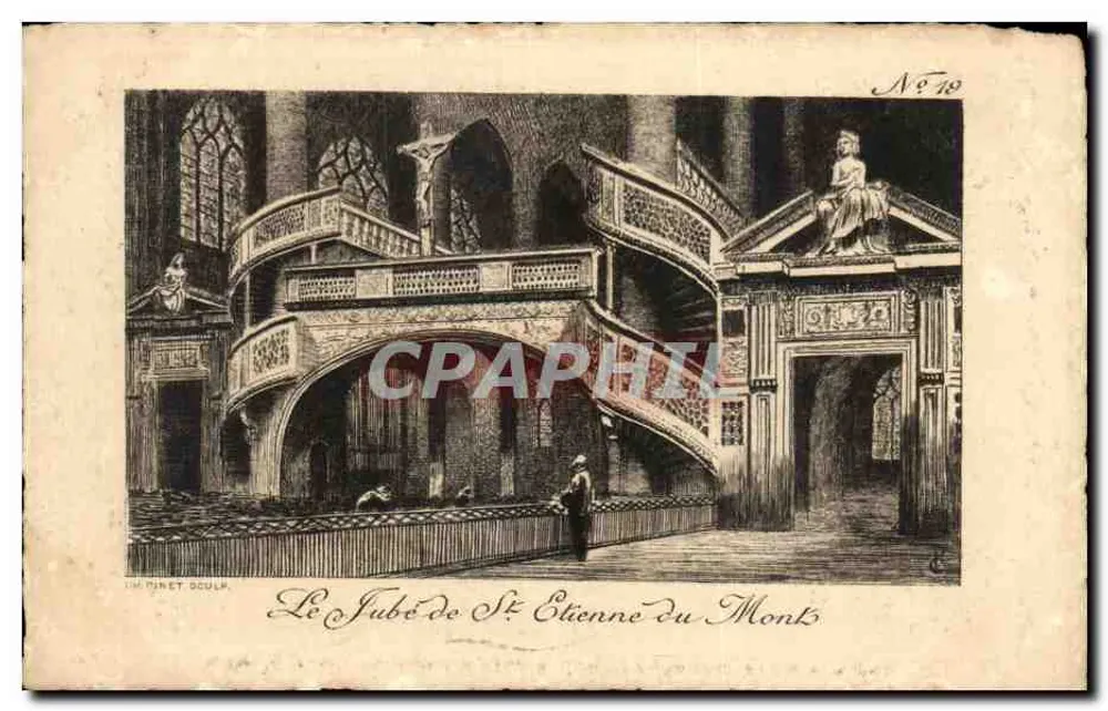 El Jubé de San Etienne du Mont — grabado de D. Pinet Oculp — N° 78 - Anverso