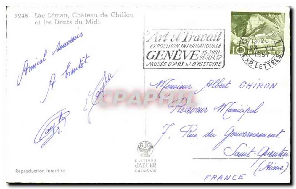 Lac Léman, Schloss Chillon und die Dents du Midi — Éditions Jaeger, Genf, Nr. 7248 - Rückseite