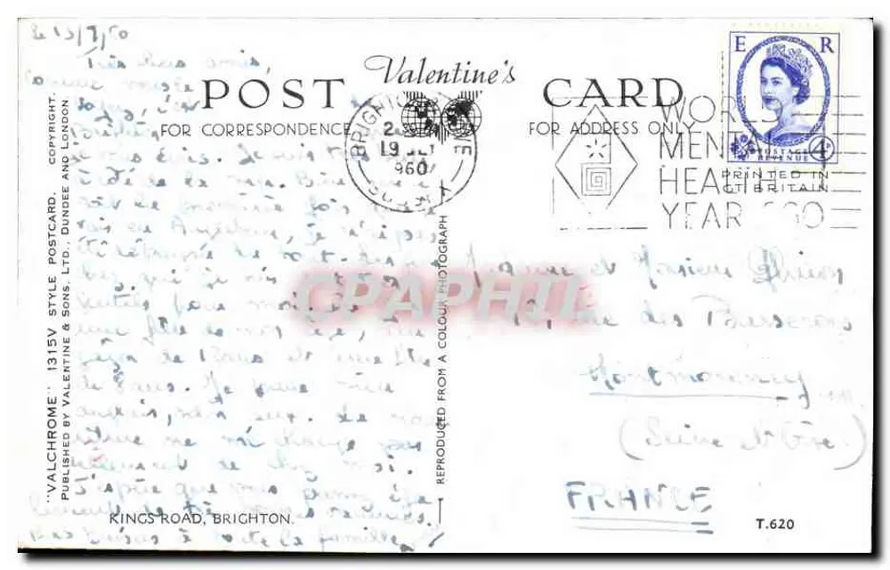 Brighton — Vista da promenade e do pontão — Valentine's Ltd. & Sons, Dundee - Verso