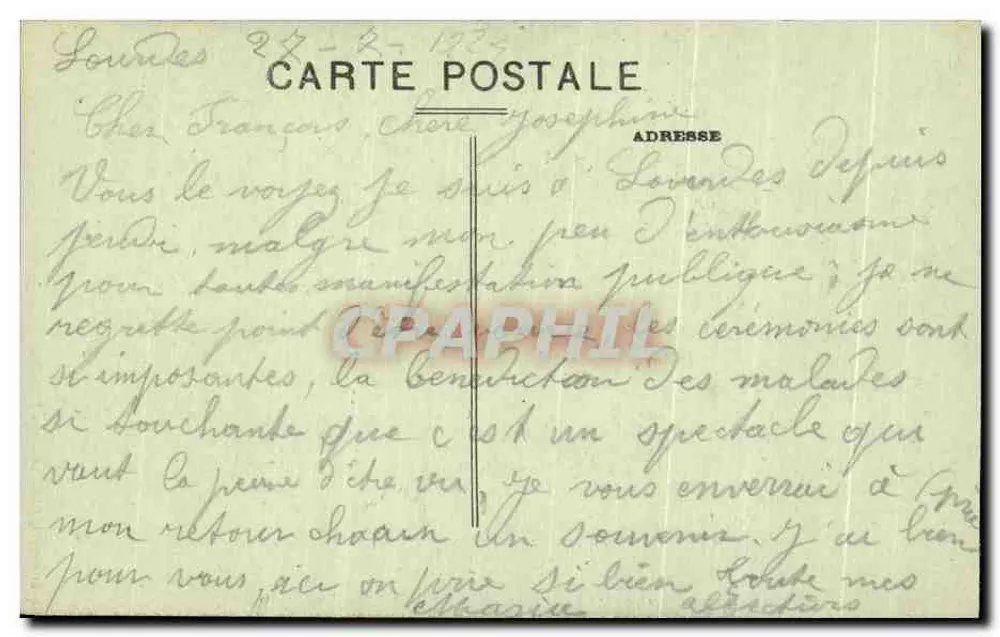 Lourdes – A Esplanada — Editor: C. Lefebvre, n° 90 - Verso