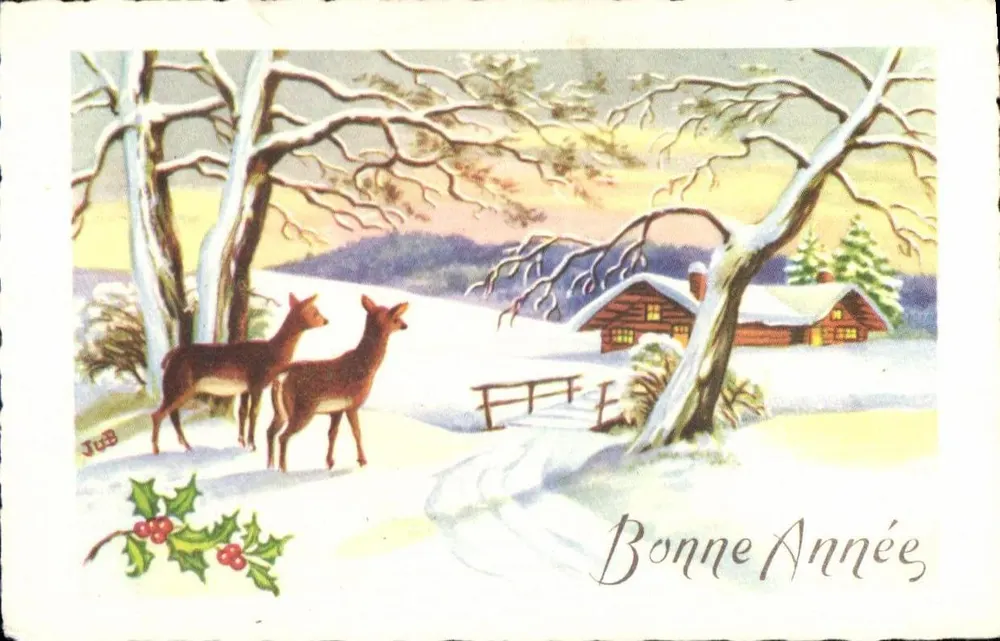 Zwei Hirsche in einem Winterlandschaft — Frohe Weihnachten — JUB — Serie Nr. 272 - Vorderseite