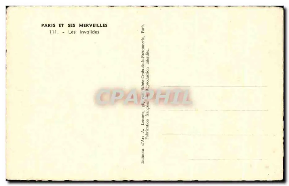 Les Invalides — Les Invalides — Éditions d'Art A. Lecounts - Rückseite